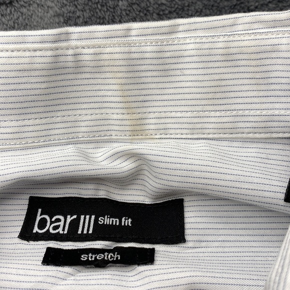 Men’s Bar III Slim Fit White Striped Dress Shirt (Medium 32-33 ; Size 15 neck) - Picture 8 of 8